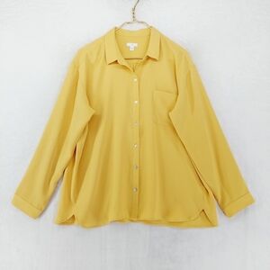J JILL Yellow Long Sleeve Classic Casual Collared Button Down Shirt P7028